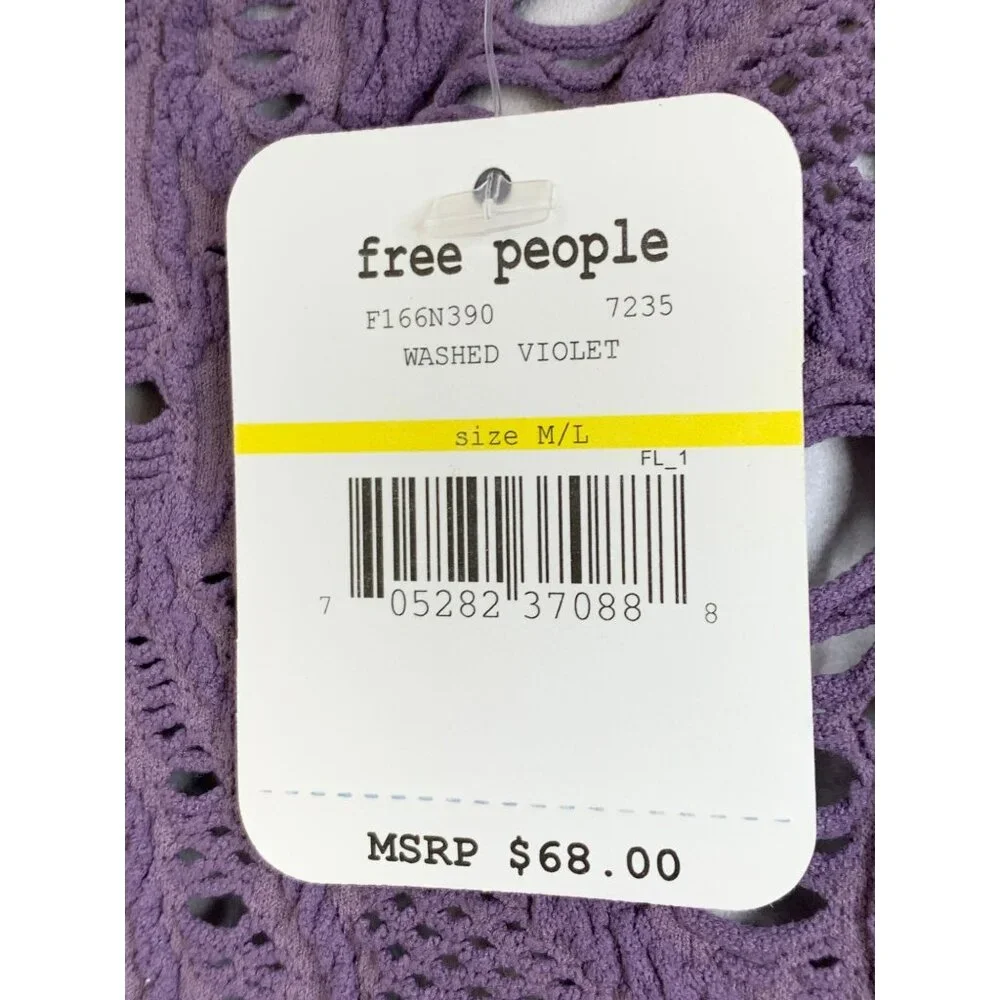 New Free People Intimately Crochet  Sun Dress M/L Violet Bodycon 8228 Mini - Picture 3 of 8